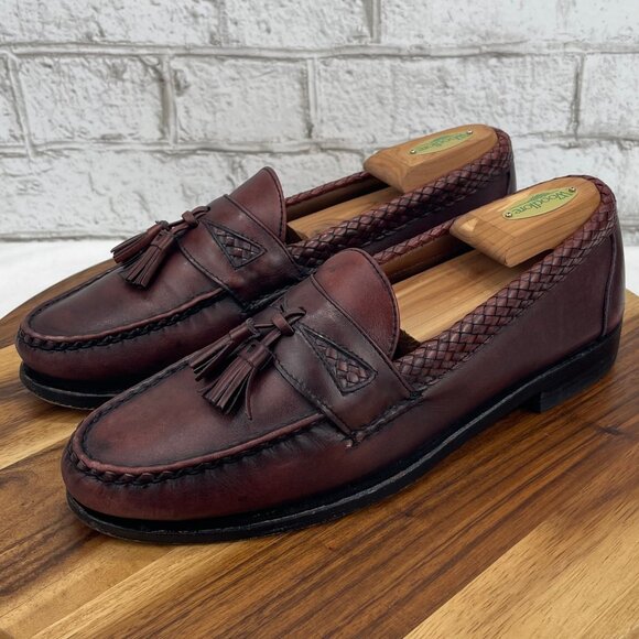 Allen Edmonds Maxfield Mens 10 B Brown Leather Tassel Slip On Dress Loafers - Picture 1 of 14